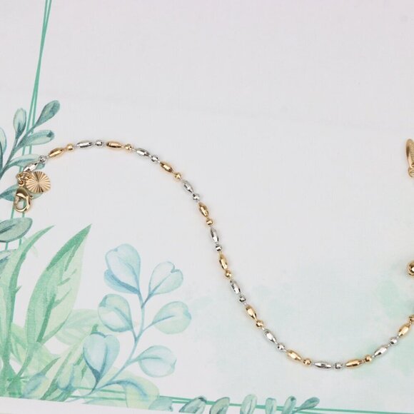 "Dual-Tone Beaded Rose Gold & Silver Bracelet with Adjustable Fit, XPBL0777 - Picture 1 of 12